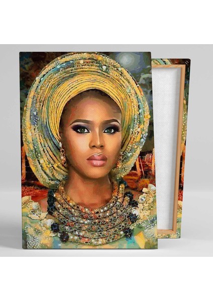 Afrikalı Kadın Takı Etnik Kıyafet African Woman Yağlı Boya Efektli Kanvas Tablo fiyatları