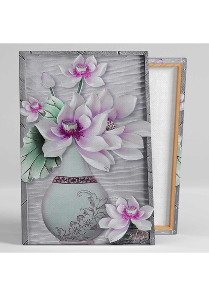 Yağlı Boya Efektli Vazodaki Çiçek Modern Dekoratif Kanvas Tablo fiyatları