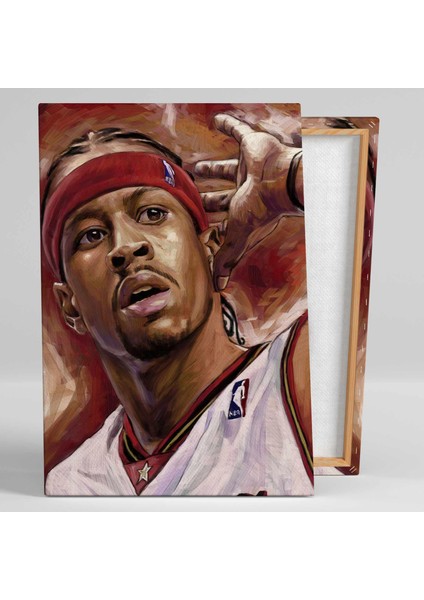 Allen Iverson Basketbol Nba Soyut Art The Answer Kırmızı Bandana Kanvas Tablo