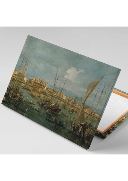 Francesco Guardi İskele Venedik Rıhtım Gemi Yelkenli Yağlı Boya Efektli Kanvas Tablo