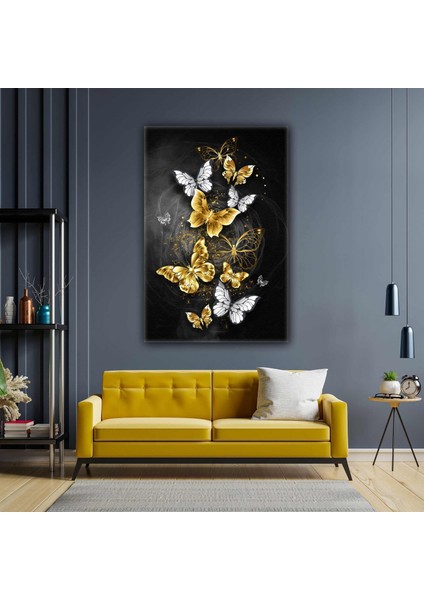 Altın Kelebek Modern Gold Dekoratif Kanvas Tablo