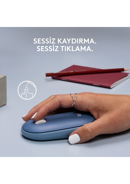 M350 Pebble Mac Için Sessiz Kablosuz Kompakt Mouse - Uzay Mavisi