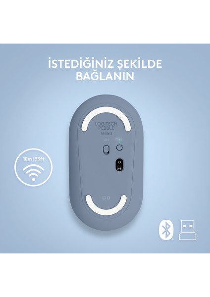 M350 Pebble Mac Için Sessiz Kablosuz Kompakt Mouse - Uzay Mavisi