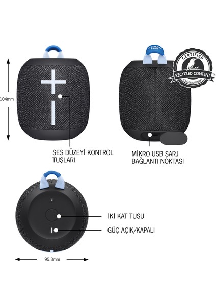 Wonderboom 3 Su ve Toz Geçirmez Taşınabilir Bluetooth Hoparlör - Siyah