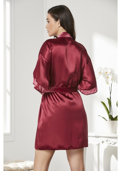 Kadife Saten Dantelli Gecelik ve Sabahlık Takımı - 4045 modelleri