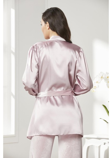 Kadife Saten 3'lü Kadın Crop'lu Pijama Takımı - 2050 modelleri