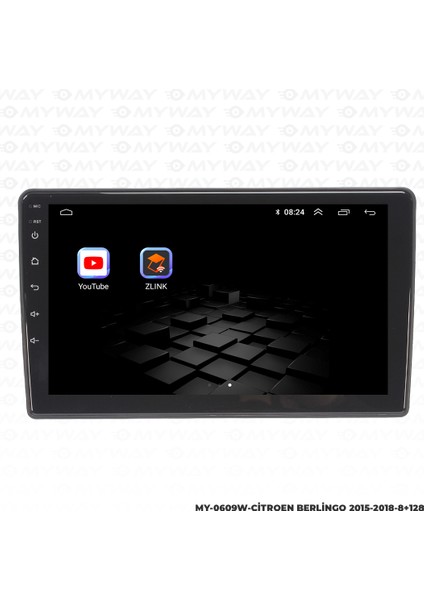 Citroen Berlingo Android Carplay Multimedya Navigasyon Ekran Teyp 8GB+128GB modelleri