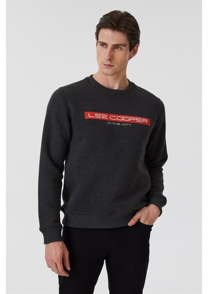 Lee Cooper Rex Erkek Bisiklet Yaka Sweatshirt Antrasit Melanj