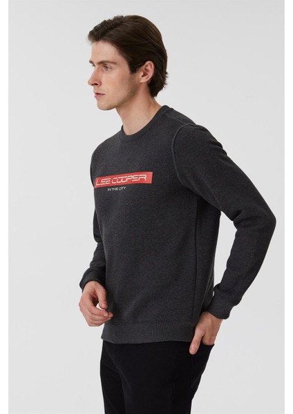 Lee Cooper Rex Erkek Bisiklet Yaka Sweatshirt Antrasit Melanj