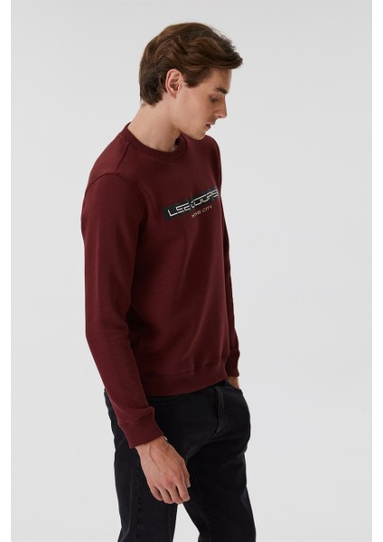 Rex Erkek Bisiklet Yaka Sweatshirt Mürdüm