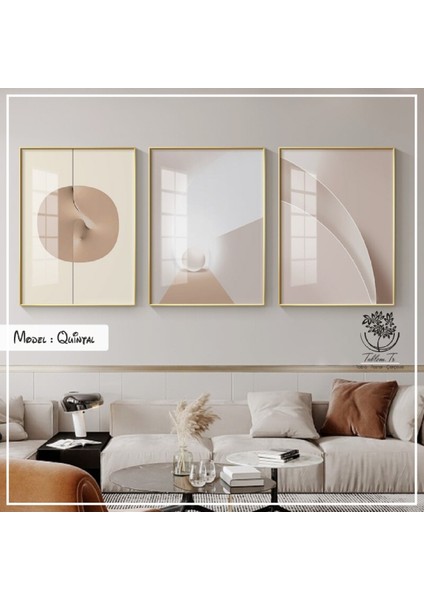 Metal Çerçeveli Gerçek Camlı Tablo Quintal 3 Lü Set