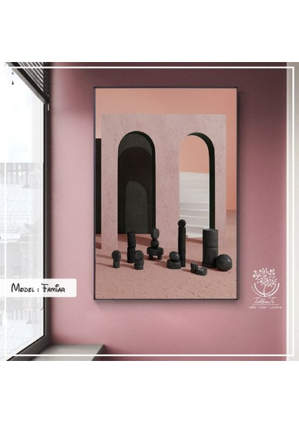 Metal Çerçeveli Gerçek Camlı Tablo Famiar 1li Set