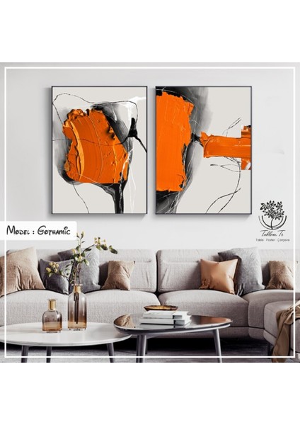 Metal Çerçeveli Gerçek Camlı Tablo Gothamic 2 Li Set