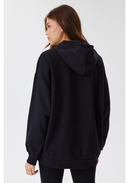 Carla Kadın Kapüşonlu Sweatshirt Siyah