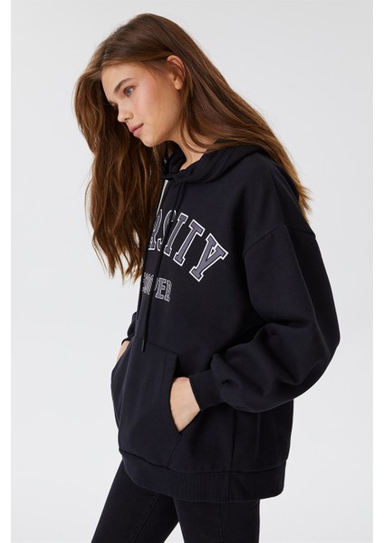 Carla Kadın Kapüşonlu Sweatshirt Siyah