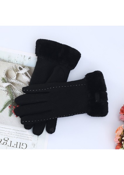 Luo Shu Artı Kadife Kalın Sıcak Yün Kış ve Sonbahar Kadın Eldivenleri (Yurt Dışından) modelleri