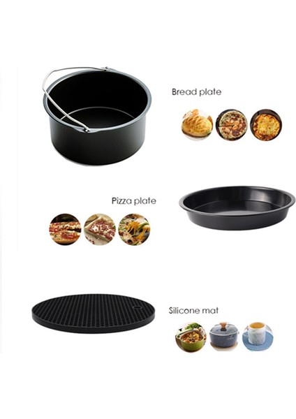 Yuandong 15 Parça 8 Inç (20cm) Yui / Xiaomi / Philips / Kumtel Uyumlu Air Fryer Aksesuarları Set - Siyah (Yurt Dışından)