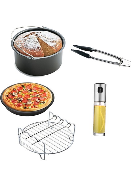 Yuandong 5 Parça 8 Inç (20cm) Yui / Xiaomi / Philips / Kumtel Uyumlu Air Fryer Aksesuarları Set - Siyah (Yurt Dışından)