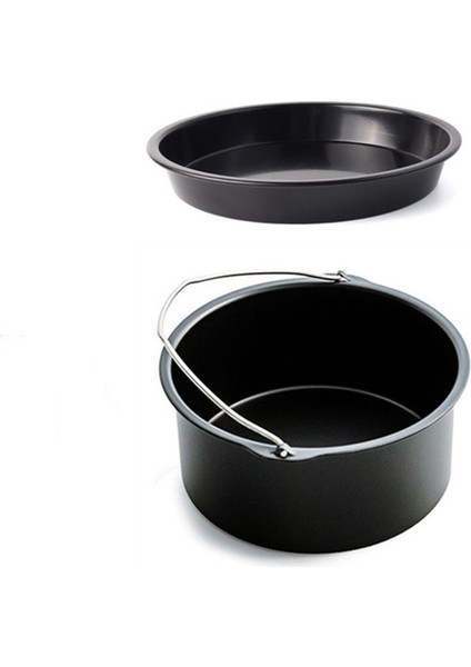 2 Parça 6 Inç (16cm) Yui / Xiaomi / Philips / Kumtel Uyumlu Air Fryer Aksesuarları Set - Siyah (Yurt Dışından)