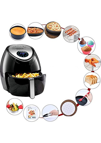 Yuandong 12 Parça 9 Inç (21.5cm) Yui / Xiaomi / Philips / Kumtel Uyumlu Air Fryer Aksesuarları Set - Siyah (Yurt Dışından)