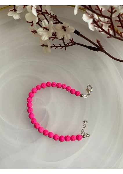 Pelved Design Pembe Lav Taşı Doğal Taş Bileklik