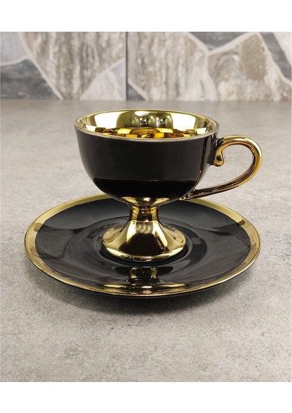 Porselen 2 Kişilik Yaldızlı Kahve Fincan Takımı Siyah - Ist-72 indirimleri