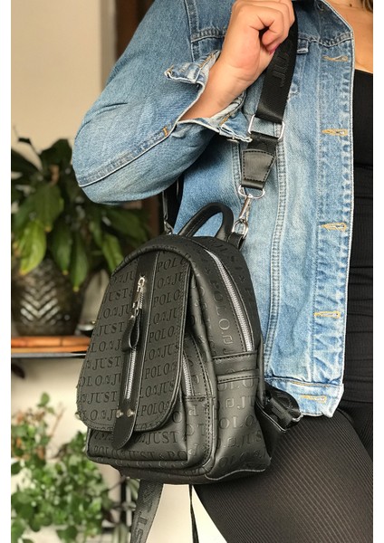 Çok Bölmeli Astarlı Ayarlanabilir Askılı Kadın Sırt Çantası 4058-GD