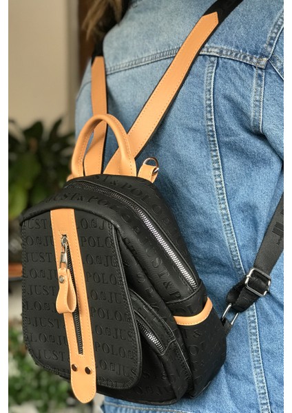 Çok Bölmeli Astarlı Ayarlanabilir Askılı Kadın Sırt Çantası 4058-GD Siyahtaba modelleri