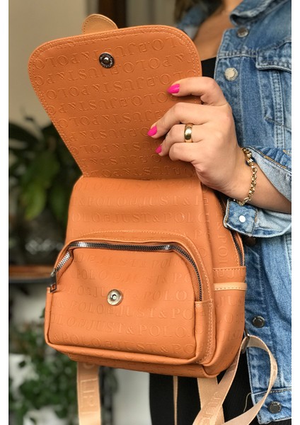 Çok Bölmeli Astarlı Ayarlanabilir Askılı Kadın Sırt Çantası 4058-GD Taba fiyatları