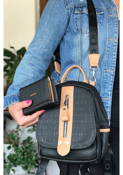 Çok Bölmeli Astarlı Ayarlanabilir Askılı Kadın Sırt Çantası 4058-GD Siyahtaba Kombin fiyatları