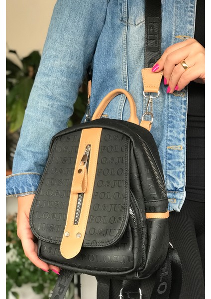 Çok Bölmeli Astarlı Ayarlanabilir Askılı Kadın Sırt Çantası 4058-GD Siyahtaba Kombin fırsatları