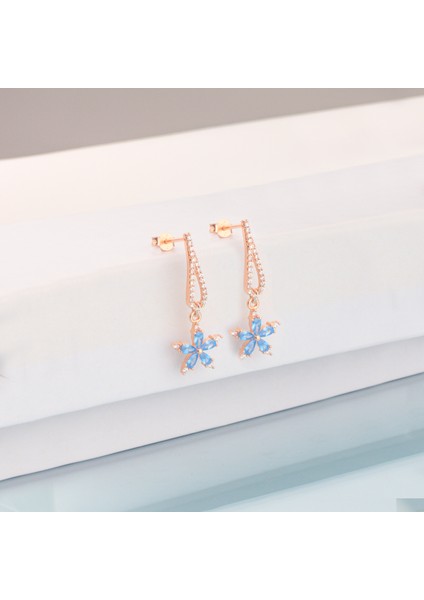 925 Ayar Gümüş Aquamarine Nergis Çiçeği Kanat Küpe fiyatları