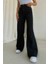 Saudade Siyah Likralı Süper Yüksek Bel Wide Leg Jean Salaş Geniş Paça Kot Pantolon 5