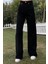 Kadın Siyah Süper Yüksek Bel Bol Paça Jeans - Likralı Wide Leg Kot Pantolon 1
