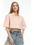 Kadın Turuncu Çizgili Pamuk Oversize Crop Gömlek 1
