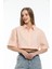 Kadın Turuncu Çizgili Pamuk Oversize Crop Gömlek 4