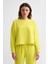 Organik Uzun Kollu Kadın Crop Sweatshirt - Sarı Sarı - Xs 4