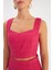 Askılı Tüvit Crop Bluz - Fuşya 5