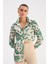 Desenli Salaş Saten Gömlek - Yeşil 1