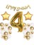 4 Yaş Doğum Günü Kutlama Seti; Beyaz Gold Konfetili Balon, Rakam Yıldız Folyo ve Banner 1