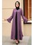 - Fırfır Detaylı Gül Kurusu Tesettür Abaya 1535GK 1