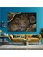 Uçan Altın Kuşlar Gold Çizgisel Daire Modern Dekoratif Kanvas Tablo 1