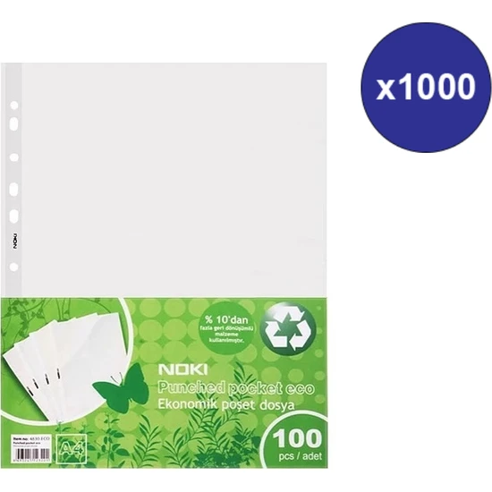 Noki Eco Poşet Dosya A4 1000'li Paket