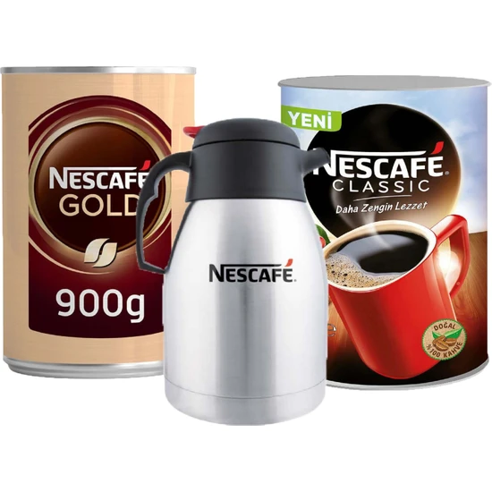 Nescafe Gold 900  gr + Nescafe Classic 1000  kg + Termos