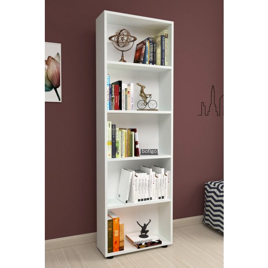 Dekoratif 5 Raflı Kitaplık