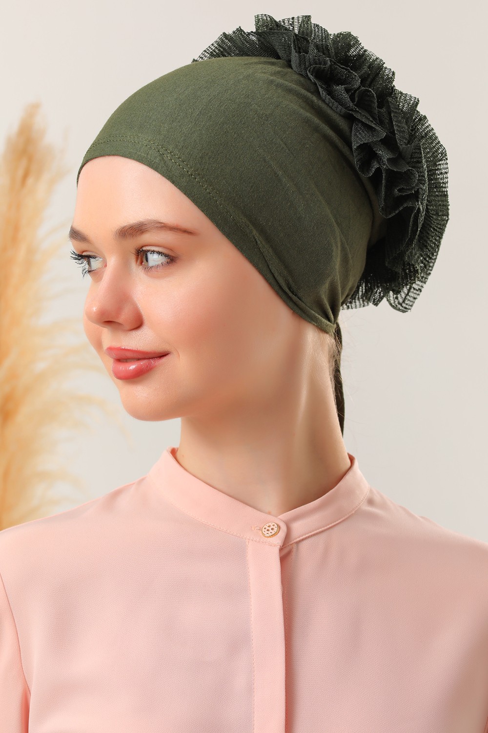 Melodi Scarf Tesettür Fırfırlı Bone görsel 7
