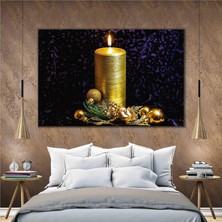 SML Tablo Altın Mum Işık Aydınlık Yılbaşı Yeni Yıl Modern Kanvas Tablo