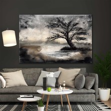 SML Tablo Sulu Boya Efektli Soyut Ağaç Doğa Manzara Rüzgar Kanvas Tablo