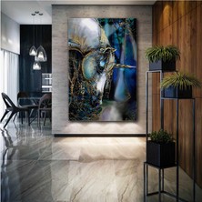 SML Tablo Altın Boynuzlu Beyaz At Asalet Hayvan Modern Sanat Doğa Kanvas Tablo