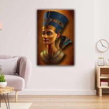 SML Tablo Kraliçe Nefertiti Altın Küpeli Mısırlı Kadın Etnik Geleneksel Kıyafet Kanvas Tablo